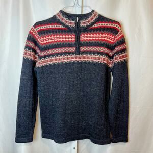 VTG Lands’ End Kids M 10–12 100% Wool Nordic Fair Isle 1/4 Zip Sweater 90s Ski